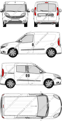 Fiat Doblò Cargo, Cargo, 1 finestra laterale, fourgon, L1H1, Heck verglast, rechts teilverglast, Rear Wing Doors, 1 Sliding Door (2015)