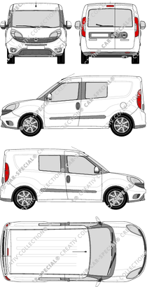 Fiat Doblò Cargo, Cargo, 2 finestrini laterali, fourgon, L1H1, Heck verglast, double cabine, Rear Wing Doors (2015)