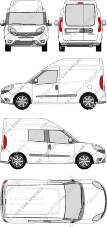 Fiat Doblò Cargo, Cargo, 1 fenêtre latérale, furgone, L1H2, Heck verglast, rechts teilverglast, Rear Wing Doors (2015)