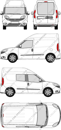 Fiat Doblò Cargo, Cargo, 1 finestra laterale, fourgon, L1H2, Heck verglast, rechts teilverglast, Rear Wing Doors (2015)