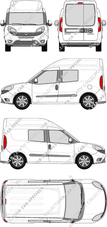 Fiat Doblò Cargo, Cargo, 2 fenêtres latérales, furgone, L1H2, vitre arrière, Doppelkabine, Rear Wing Doors (2015)