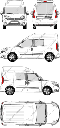 Fiat Doblò Cargo, Cargo, 2 finestrini laterali, fourgon, L1H2, Heck verglast, double cabine, Rear Wing Doors, 1 Sliding Door (2015)