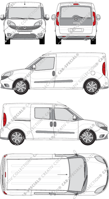 Fiat Doblò Cargo Maxi, Cargo Maxi, 1 Seitenfenster, Kastenwagen, L2H1, Heck verglast, rechts teilverglast, Rear Flap, 1 Sliding Door (2015)
