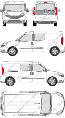 Fiat Doblò Cargo Maxi, Cargo Maxi, 2 side windows, van/transporter, L2H1, rear window, double cab, Rear Flap, 1 Sliding Door (2015)