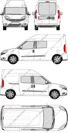 Fiat Doblò Cargo Maxi XL, Cargo Maxi XL, 2 finestrini laterali, fourgon, L2H2, Heck verglast, double cabine, Rear Wing Doors, 1 Sliding Door (2015)