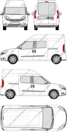 Fiat Doblò Cargo Maxi XL, Cargo Maxi XL, 2 finestrini laterali, fourgon, L2H2, Heck verglast, double cabine, Rear Wing Doors, 2 Sliding Doors (2015)