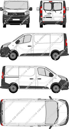Fiat Talento, furgone, L1H1, vitre arrière, Rear Wing Doors, 1 Sliding Door (2016)