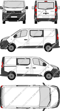 Fiat Talento, Heck verglast, furgone, L1H1, vitre arrière, Doppelkabine, Rear Flap, 1 Sliding Door (2016)