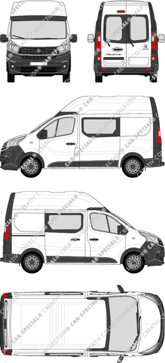 Fiat Talento, Heck verglast, furgone, L1H2, vitre arrière, Doppelkabine, Rear Wing Doors, 1 Sliding Door (2016)