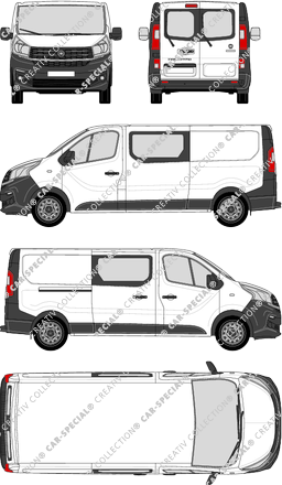 Fiat Talento, Heck verglast, furgone, L2H1, vitre arrière, Doppelkabine, Rear Wing Doors, 1 Sliding Door (2016)