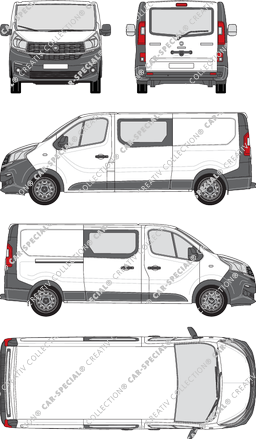 Fiat Talento, Heck verglast, furgón, L2H1, ventana de parte trasera, cabina doble, Rear Flap, 1 Sliding Door (2016)
