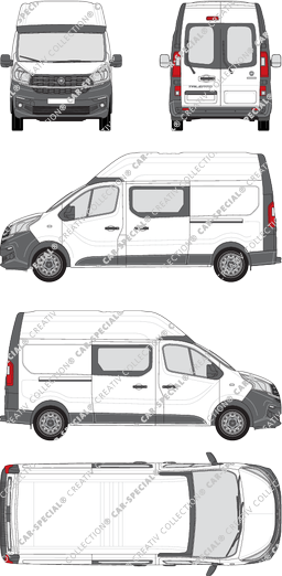 Fiat Talento, Heck verglast, furgone, L2H2, vitre arrière, Doppelkabine, Rear Wing Doors, 2 Sliding Doors (2016)