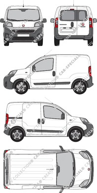 Fiat Fiorino, furgone, vitre arrière, Rear Wing Doors, 1 Sliding Door (2016)