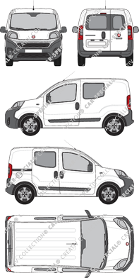Fiat Fiorino, furgón, ventana de parte trasera, cabina doble, Rear Wing Doors, 1 Sliding Door (2016)