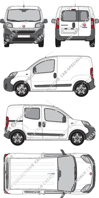 Fiat Fiorino, furgone, Heck verglast, rechts teilverglast, Rear Wing Doors, 1 Sliding Door (2016)
