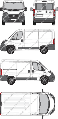Fiat Ducato, van/transporter, L1H1, rear window, Rear Wing Doors, 1 Sliding Door (2021)