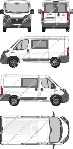Fiat Ducato, van/transporter, L1H1, rear window, double cab, Rear Wing Doors, 1 Sliding Door (2021)