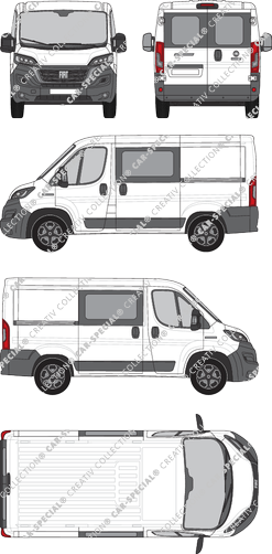 Fiat Ducato, van/transporter, L1H1, rear window, double cab, Rear Wing Doors, 2 Sliding Doors (2021)