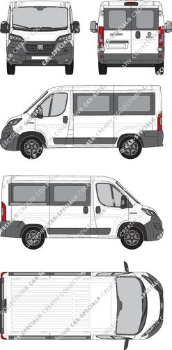 Fiat Ducato, minibus, L1H1, Rear Wing Doors, 1 Sliding Door (2021)
