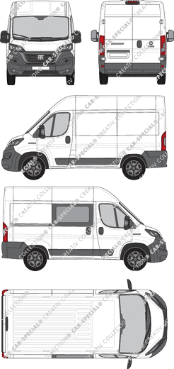 Fiat Ducato, furgone, L1H2, rechts teilverglast, Rear Wing Doors, 1 Sliding Door (2021)