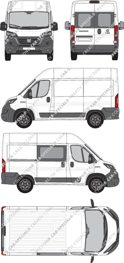 Fiat Ducato, van/transporter, L1H2, Heck verglast, rechts teilverglast, Rear Wing Doors, 1 Sliding Door (2021)