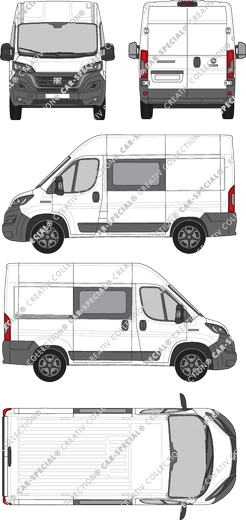 Fiat Ducato, van/transporter, L1H2, double cab, Rear Wing Doors, 1 Sliding Door (2021)