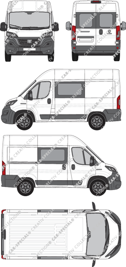 Fiat Ducato, van/transporter, L1H2, rear window, double cab, Rear Wing Doors, 1 Sliding Door (2021)
