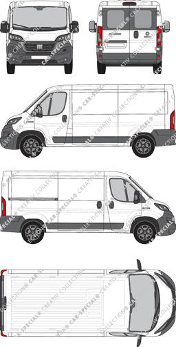 Fiat Ducato, van/transporter, L2H1, rear window, Rear Wing Doors, 1 Sliding Door (2021)