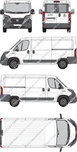 Fiat Ducato, van/transporter, L2H1, rear window, Rear Wing Doors, 2 Sliding Doors (2021)