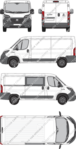 Fiat Ducato, van/transporter, L2H1, rechts teilverglast, Rear Wing Doors, 1 Sliding Door (2021)