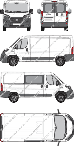 Fiat Ducato, Kastenwagen, L2H1, Heck verglast, rechts teilverglast, Rear Wing Doors, 1 Sliding Door (2021)