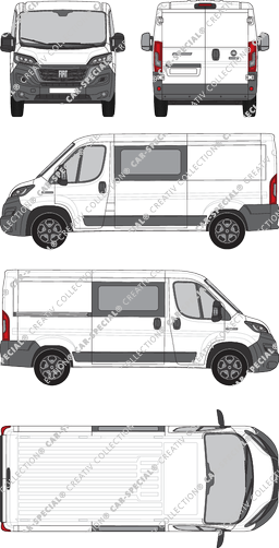 Fiat Ducato, van/transporter, L2H1, double cab, Rear Wing Doors, 1 Sliding Door (2021)