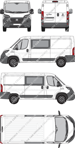 Fiat Ducato, Kastenwagen, L2H1, Doppelkabine, Rear Wing Doors, 1 Sliding Door (2021)