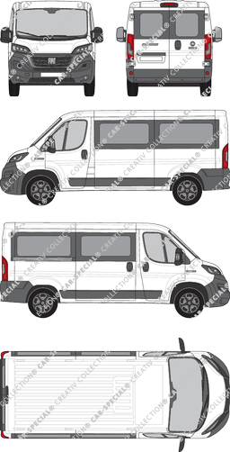 Fiat Ducato, minibus, L2H1, Rear Wing Doors, 1 Sliding Door (2021)