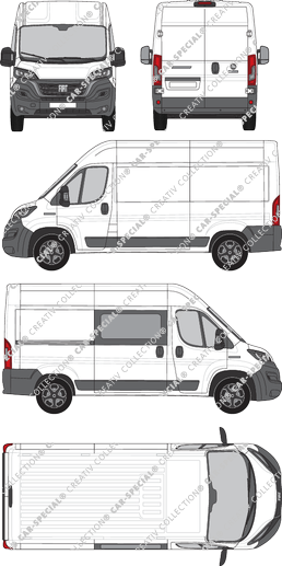 Fiat Ducato, Kastenwagen, L2H2, rechts teilverglast, Rear Wing Doors, 1 Sliding Door (2021)