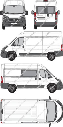 Fiat Ducato, Kastenwagen, L2H2, Heck verglast, rechts teilverglast, Rear Wing Doors, 1 Sliding Door (2021)