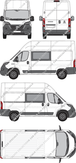 Fiat Ducato, van/transporter, L2H3, double cab, Rear Wing Doors, 1 Sliding Door (2021)
