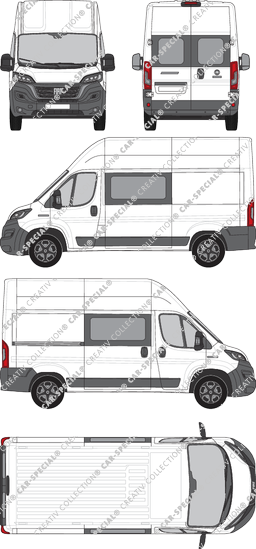 Fiat Ducato, Kastenwagen, L2H3, Heck verglast, Doppelkabine, Rear Wing Doors, 1 Sliding Door (2021)