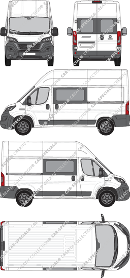 Fiat Ducato, van/transporter, L2H3, rear window, double cab, Rear Wing Doors, 2 Sliding Doors (2021)