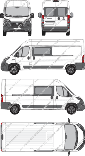 Fiat Ducato, Kastenwagen, L4H2, Heck verglast, rechts teilverglast, Rear Wing Doors, 1 Sliding Door (2021)