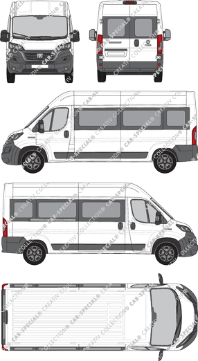 Fiat Ducato, minibus, L4H2, Rear Wing Doors, 1 Sliding Door (2021)