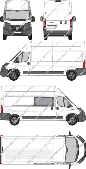 Fiat Ducato, Kastenwagen, L4H3, rechts teilverglast, Rear Wing Doors, 1 Sliding Door (2021)