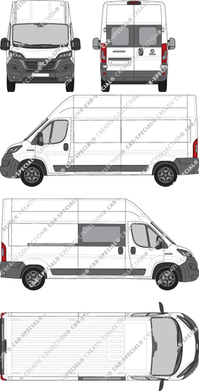 Fiat Ducato, Kastenwagen, L4H3, Heck verglast, rechts teilverglast, Rear Wing Doors, 1 Sliding Door (2021)