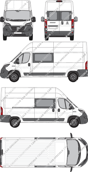 Fiat Ducato, van/transporter, L4H3, rear window, double cab, Rear Wing Doors, 1 Sliding Door (2021)