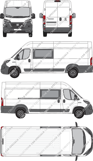 Fiat Ducato, van/transporter, L5H2, double cab, Rear Wing Doors, 1 Sliding Door (2021)