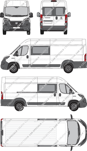 Fiat Ducato, Kastenwagen, L5H2, Heck verglast, Doppelkabine, Rear Wing Doors, 1 Sliding Door (2021)