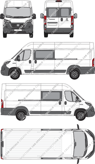 Fiat Ducato, Kastenwagen, L5H2, Heck verglast, Doppelkabine, Rear Wing Doors, 2 Sliding Doors (2021)