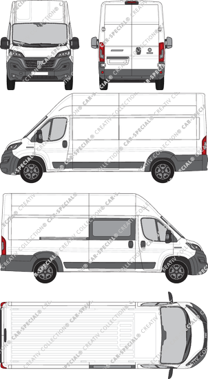 Fiat Ducato, van/transporter, L5H3, rechts teilverglast, Rear Wing Doors, 1 Sliding Door (2021)