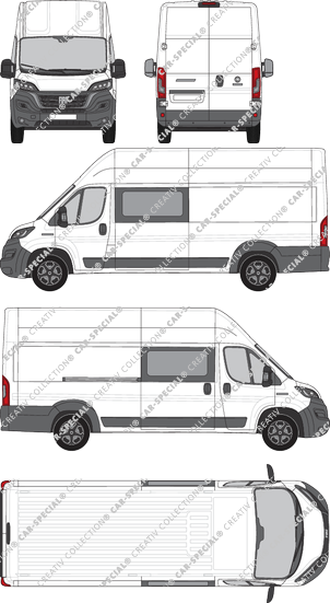 Fiat Ducato, van/transporter, L5H3, double cab, Rear Wing Doors, 1 Sliding Door (2021)