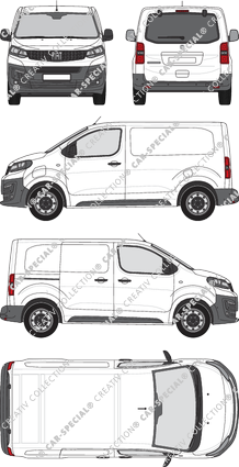 Fiat E-Scudo, van/transporter, L1 Kurz, rear window, Rear Flap, 1 Sliding Door (2022)